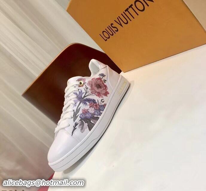 Chic Reproduction Louis Vuitton Frontrow Sneakers Floral Print LV92131 White