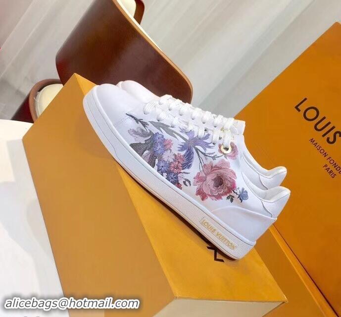 Chic Reproduction Louis Vuitton Frontrow Sneakers Floral Print LV92131 White