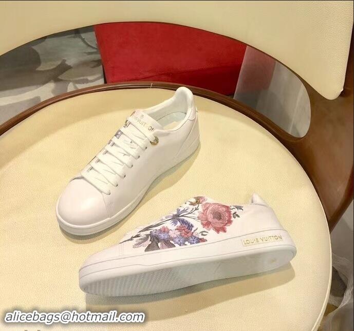 Chic Reproduction Louis Vuitton Frontrow Sneakers Floral Print LV92131 White