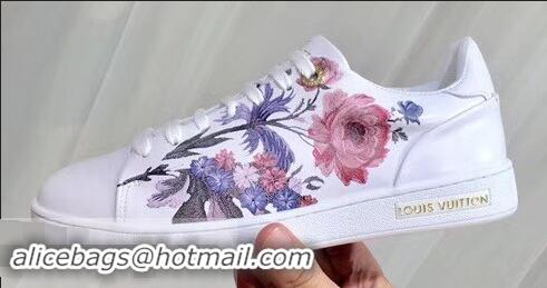 Chic Reproduction Louis Vuitton Frontrow Sneakers Floral Print LV92131 White