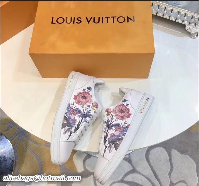 Chic Reproduction Louis Vuitton Frontrow Sneakers Floral Print LV92131 White