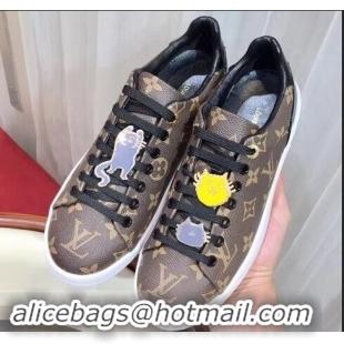 Shop Faux Louis Vuitton Cat-Shaped Lace Frontrow Sneakers LV92133 Monogram Canvas 2019