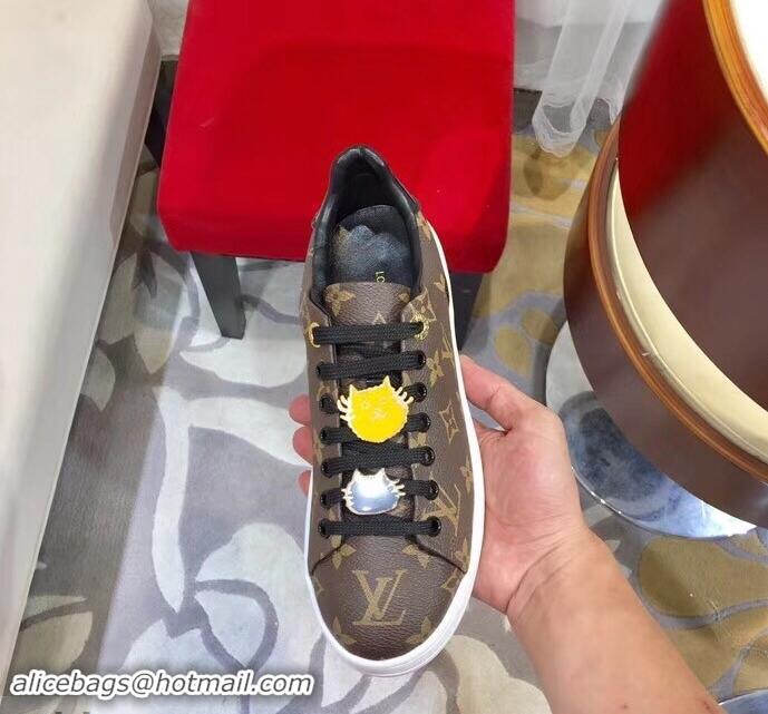 Shop Faux Louis Vuitton Cat-Shaped Lace Frontrow Sneakers LV92133 Monogram Canvas 2019