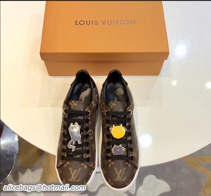 Shop Faux Louis Vuitton Cat-Shaped Lace Frontrow Sneakers LV92133 Monogram Canvas 2019