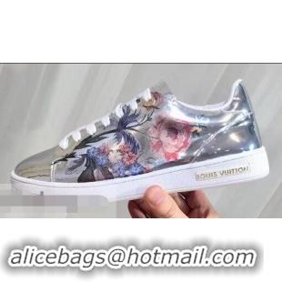 Duplicate Louis Vuitton Frontrow Sneakers Floral Print LV92131 Silver