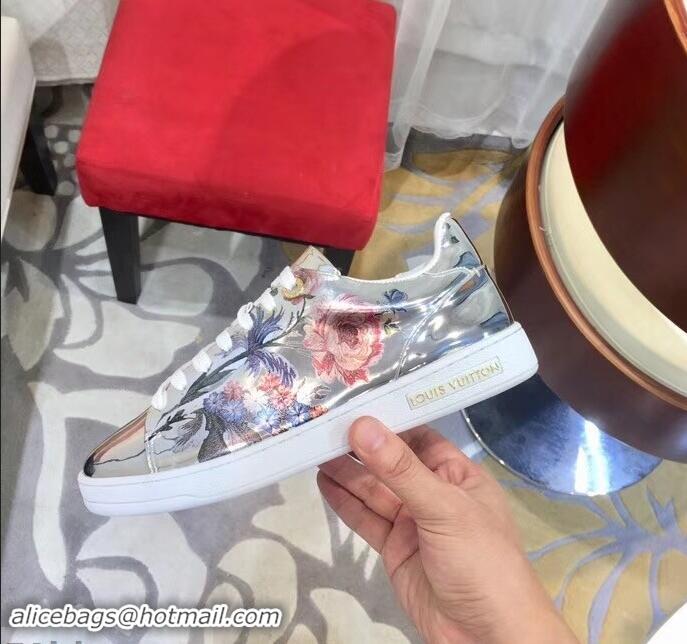 Duplicate Louis Vuitton Frontrow Sneakers Floral Print LV92131 Silver