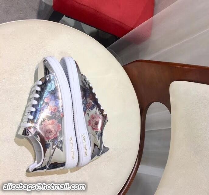 Duplicate Louis Vuitton Frontrow Sneakers Floral Print LV92131 Silver