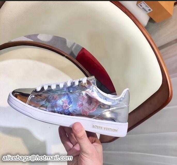 Duplicate Louis Vuitton Frontrow Sneakers Floral Print LV92131 Silver