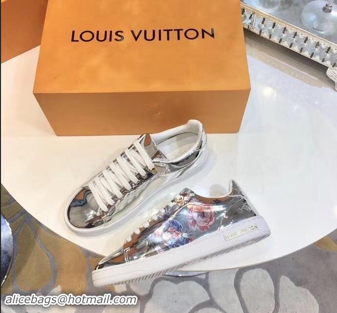 Duplicate Louis Vuitton Frontrow Sneakers Floral Print LV92131 Silver