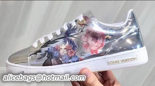 Duplicate Louis Vuitton Frontrow Sneakers Floral Print LV92131 Silver