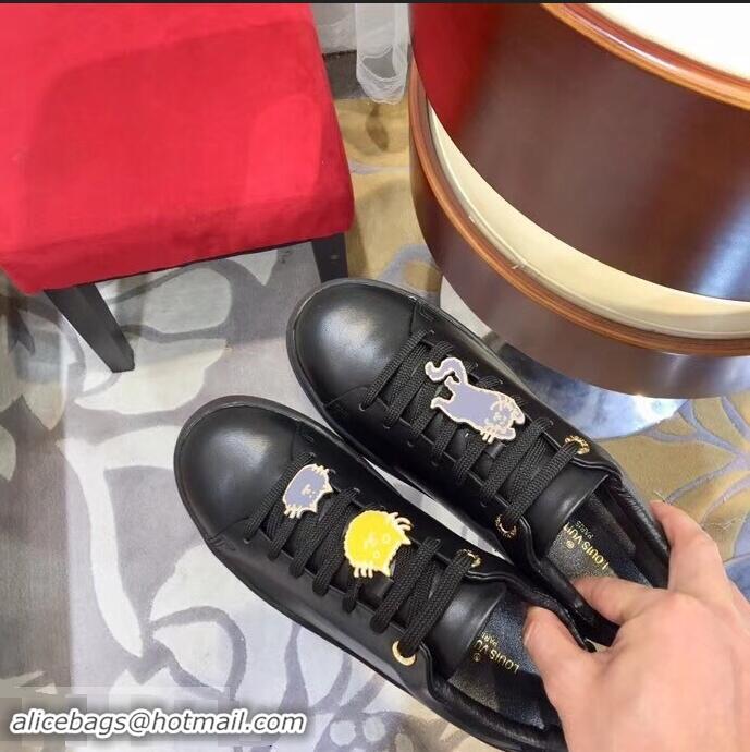 Discount Louis Vuitton Cat-Shaped Lace Frontrow Sneakers LV92134 Black 2019