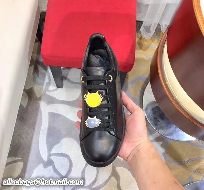 Discount Louis Vuitton Cat-Shaped Lace Frontrow Sneakers LV92134 Black 2019