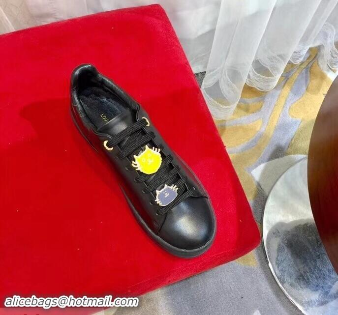 Discount Louis Vuitton Cat-Shaped Lace Frontrow Sneakers LV92134 Black 2019