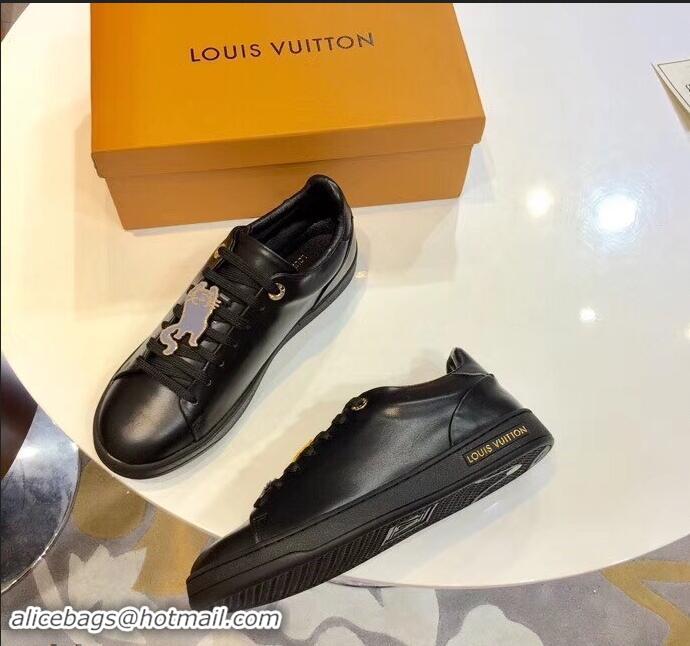 Discount Louis Vuitton Cat-Shaped Lace Frontrow Sneakers LV92134 Black 2019