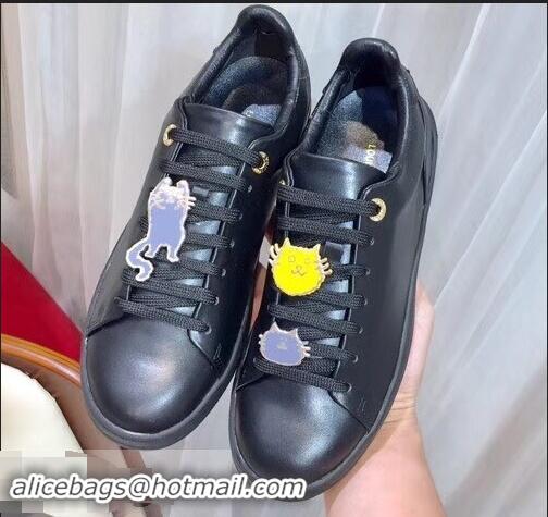 Discount Louis Vuitton Cat-Shaped Lace Frontrow Sneakers LV92134 Black 2019