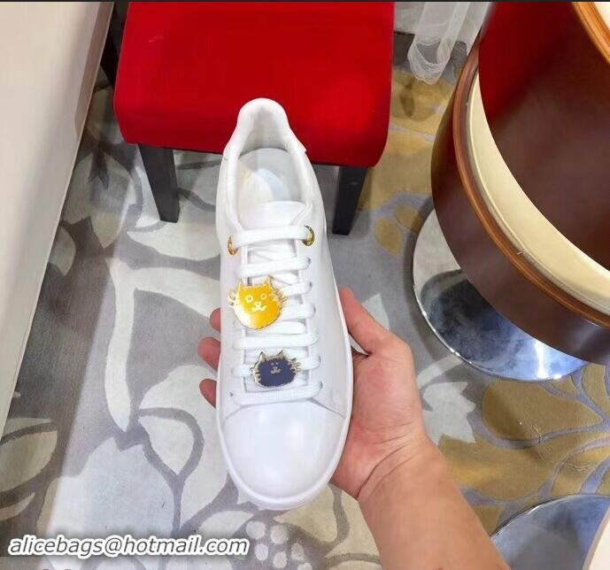 Well Crafted Louis Vuitton Cat-Shaped Lace Frontrow Sneakers LV92134 White 2019