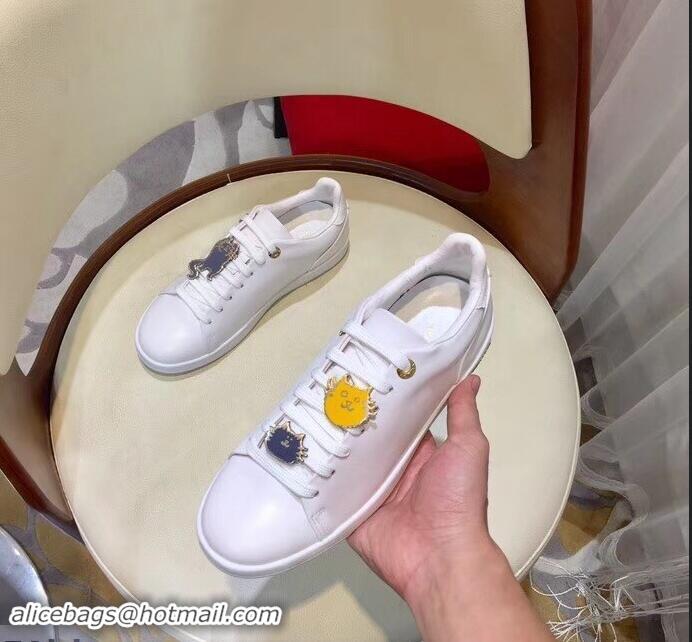 Well Crafted Louis Vuitton Cat-Shaped Lace Frontrow Sneakers LV92134 White 2019