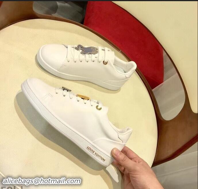 Well Crafted Louis Vuitton Cat-Shaped Lace Frontrow Sneakers LV92134 White 2019