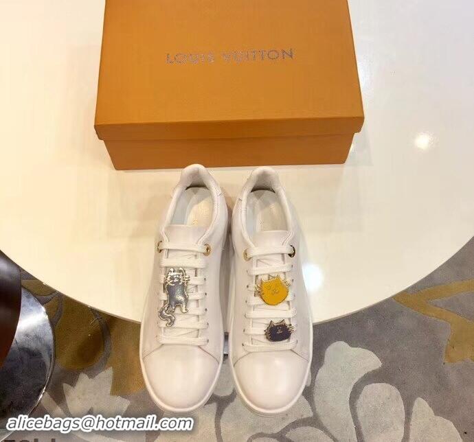 Well Crafted Louis Vuitton Cat-Shaped Lace Frontrow Sneakers LV92134 White 2019