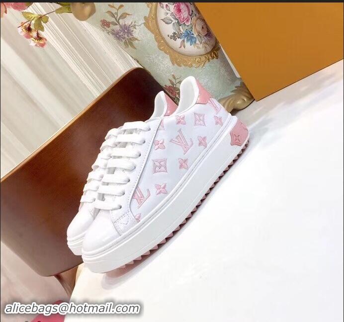 Traditional Specials Louis Vuitton Time Out Sneakers LV92204 White/Pink 2019