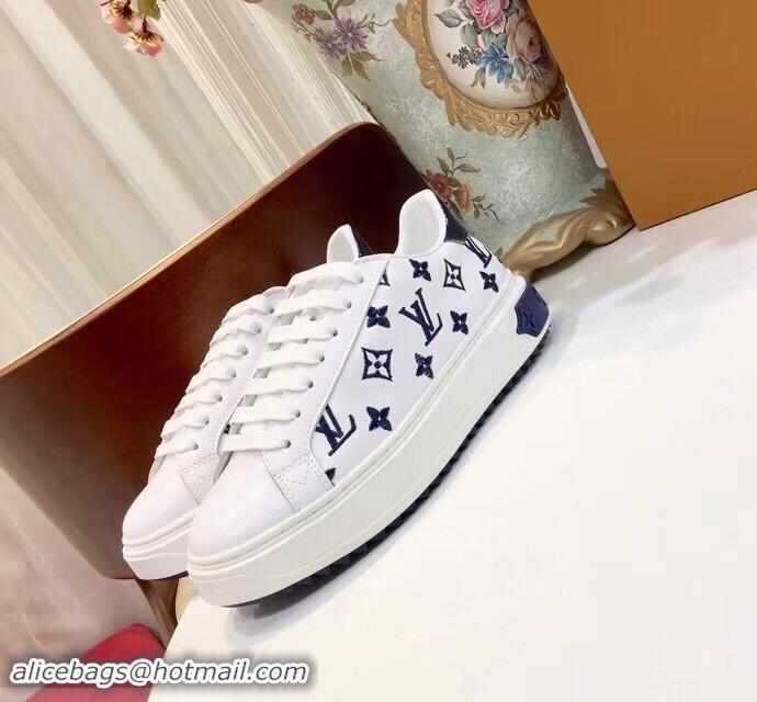 Buy Fashionable Louis Vuitton Time Out Sneakers LV92204 White/Blue 2019