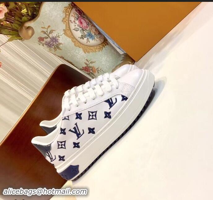 Buy Fashionable Louis Vuitton Time Out Sneakers LV92204 White/Blue 2019