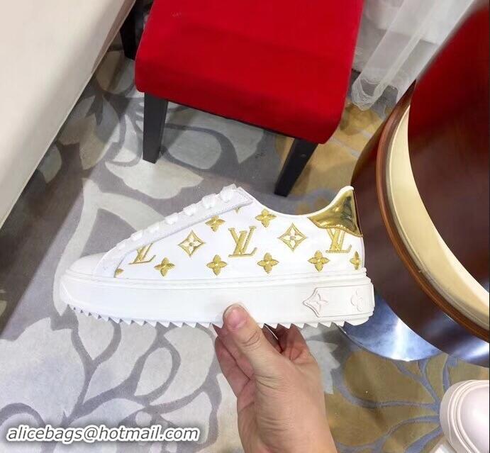 Good Quality Louis Vuitton Time Out Sneakers LV92204 White/Gold 2019