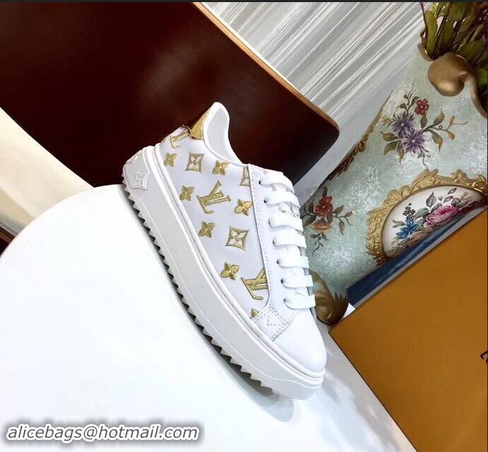 Good Quality Louis Vuitton Time Out Sneakers LV92204 White/Gold 2019