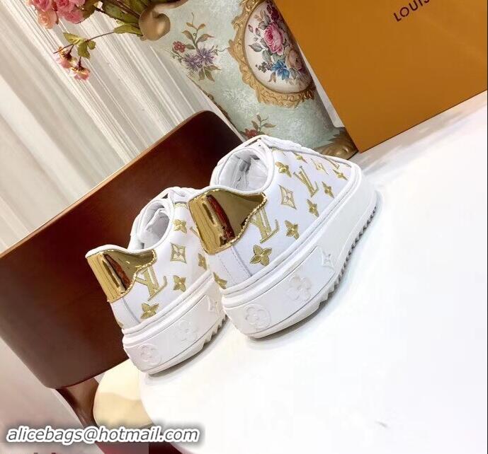 Good Quality Louis Vuitton Time Out Sneakers LV92204 White/Gold 2019