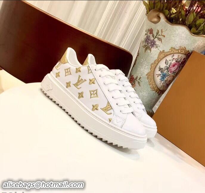 Good Quality Louis Vuitton Time Out Sneakers LV92204 White/Gold 2019