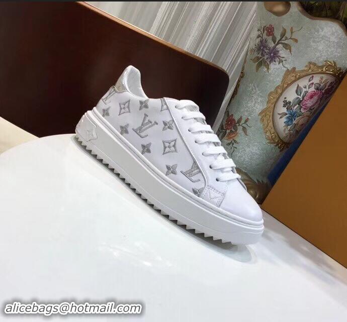 Cheapest Louis Vuitton Time Out Sneakers LV92204 White/Silver 2019