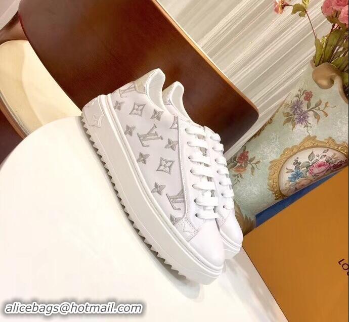 Cheapest Louis Vuitton Time Out Sneakers LV92204 White/Silver 2019