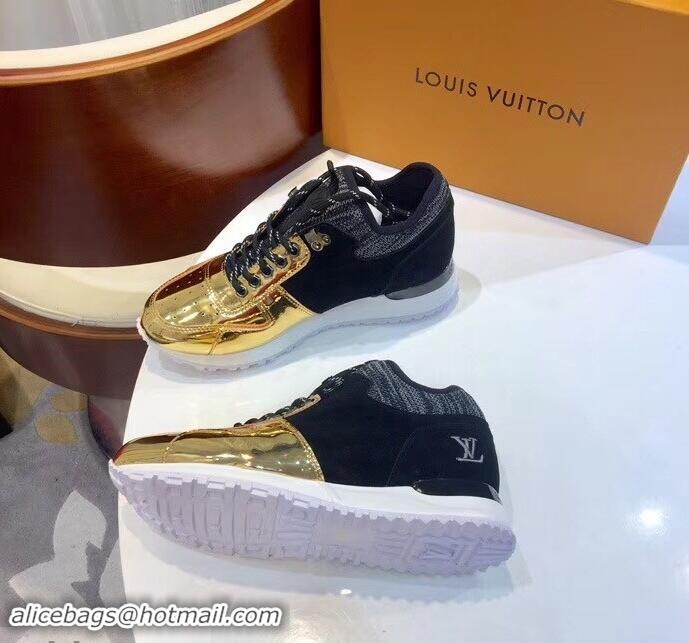 Discount Louis Vuitton Run Away Women's/Men's Sneakers LV92208 Black/Gold