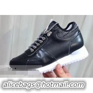 Well Crafted Louis Vuitton Run Away Women's/Men's Sneakers Leather LV92208 Black