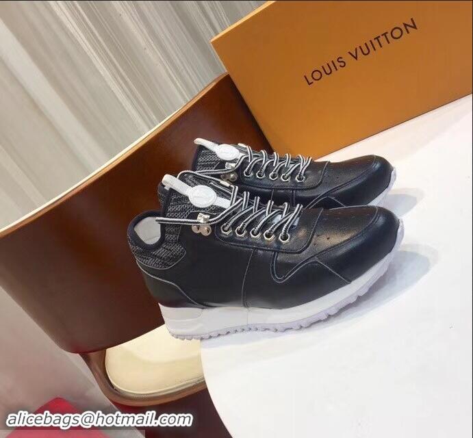 Well Crafted Louis Vuitton Run Away Women's/Men's Sneakers Leather LV92208 Black