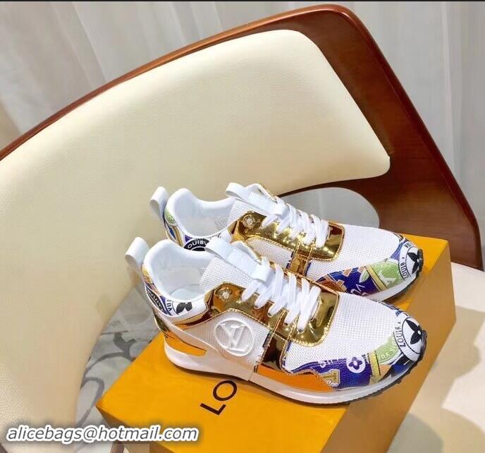 Top Discount Louis Vuitton Run Away Sneakers LV92212 Multicolor Blue/Gold