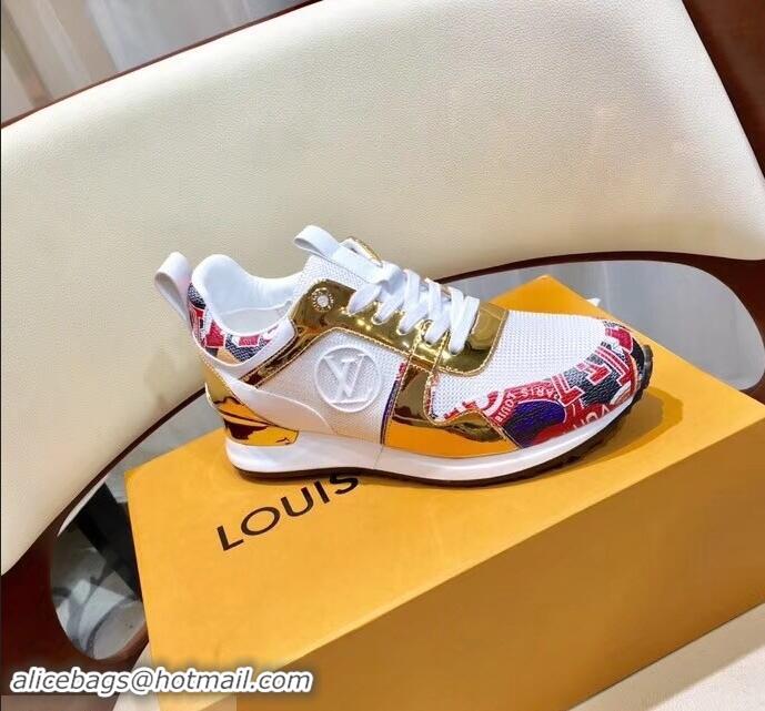 New Design Louis Vuitton Run Away Sneakers LV92212 Multicolor Red/Gold