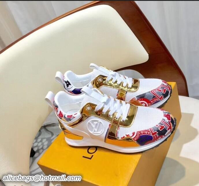 New Design Louis Vuitton Run Away Sneakers LV92212 Multicolor Red/Gold