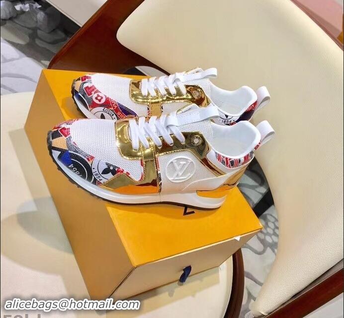 New Design Louis Vuitton Run Away Sneakers LV92212 Multicolor Red/Gold