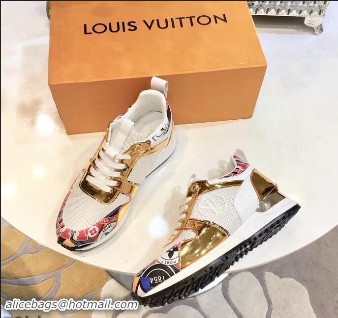 New Design Louis Vuitton Run Away Sneakers LV92212 Multicolor Red/Gold