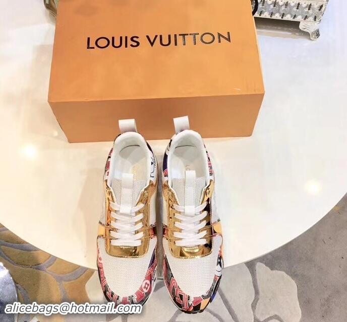 New Design Louis Vuitton Run Away Sneakers LV92212 Multicolor Red/Gold