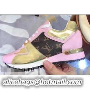 Hot Sale Louis Vuitton Run Away Sneakers LV92212 Monogram Canvas/Pink/Gold