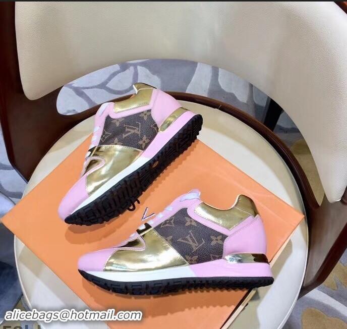 Hot Sale Louis Vuitton Run Away Sneakers LV92212 Monogram Canvas/Pink/Gold