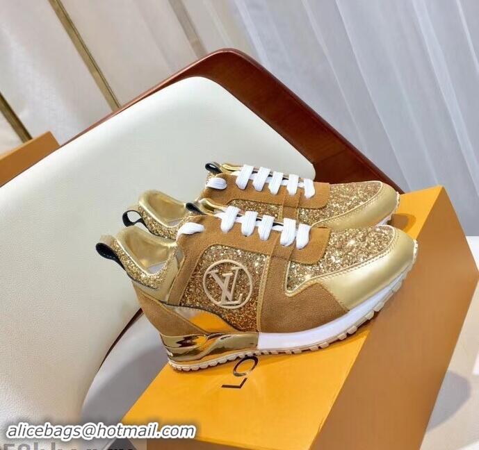 Best Quality Louis Vuitton Run Away Sneakers LV92212 Glitter Gold