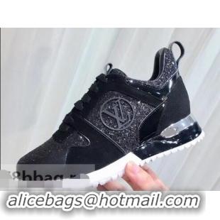 Best Noble Louis Vuitton Run Away Sneakers LV92212 Glitter Black