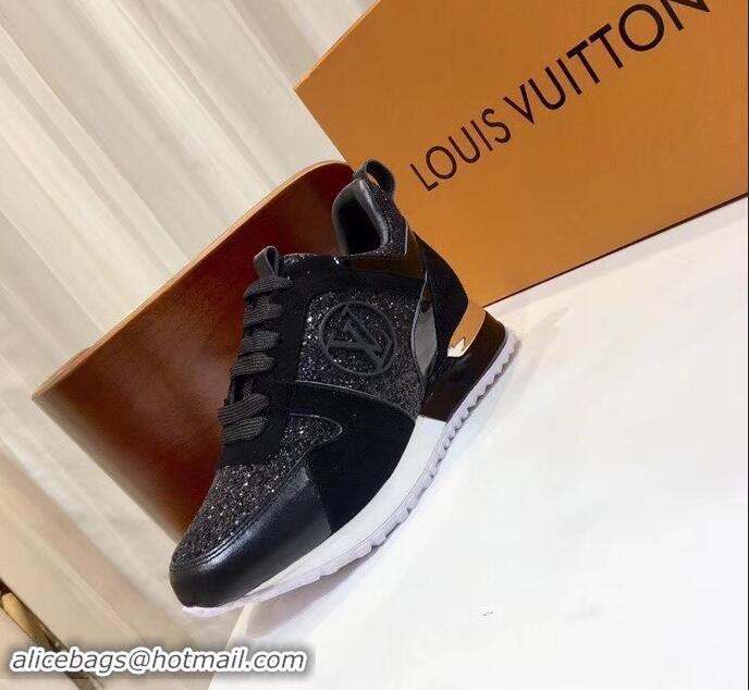 Best Noble Louis Vuitton Run Away Sneakers LV92212 Glitter Black