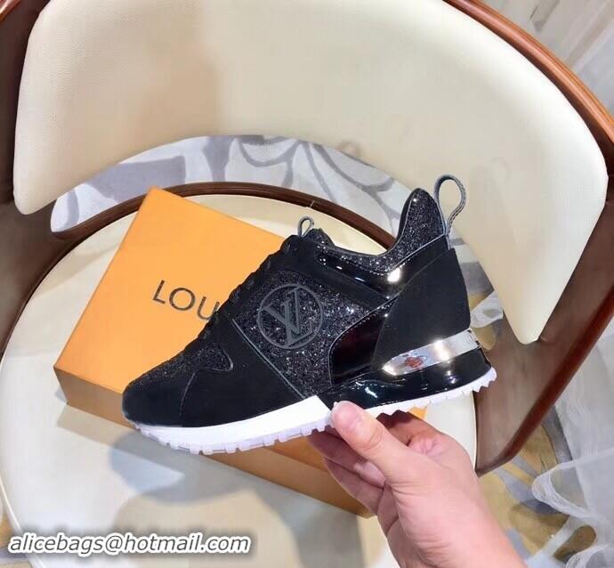 Best Noble Louis Vuitton Run Away Sneakers LV92212 Glitter Black