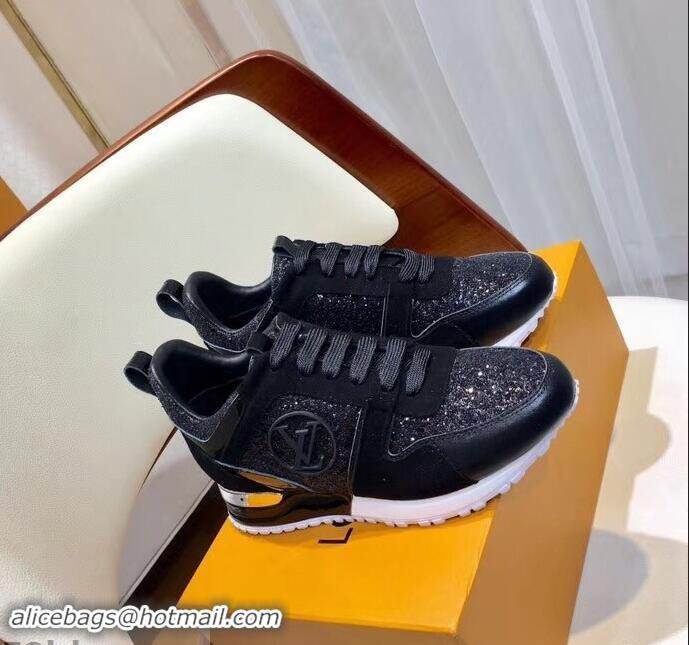 Best Noble Louis Vuitton Run Away Sneakers LV92212 Glitter Black