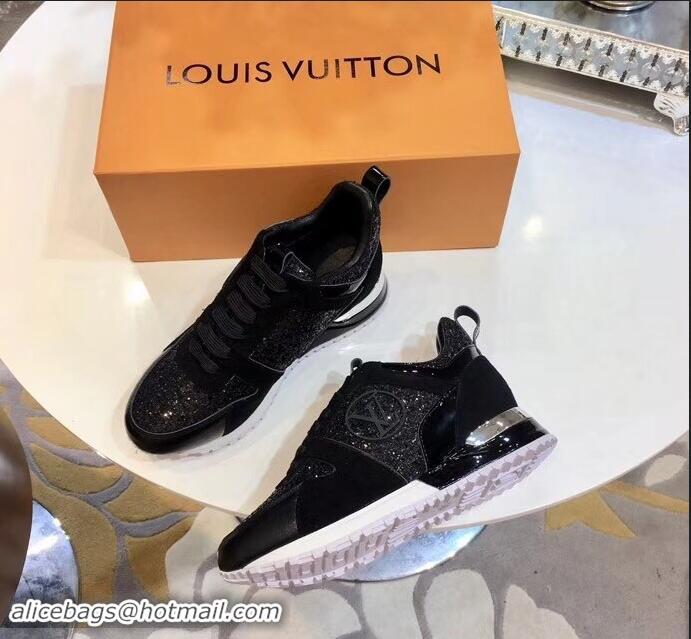 Best Noble Louis Vuitton Run Away Sneakers LV92212 Glitter Black