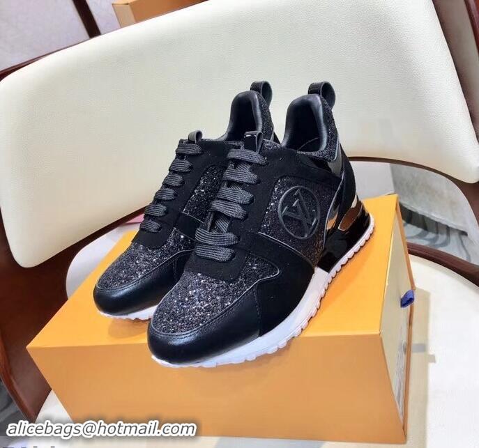 Best Noble Louis Vuitton Run Away Sneakers LV92212 Glitter Black